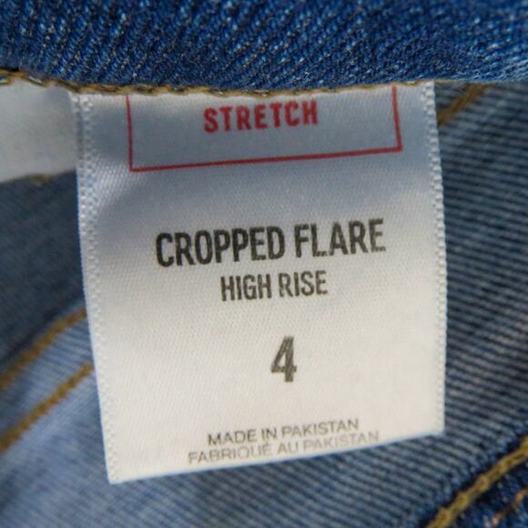 Express Cropped Flare High Rise Jeans with Beaded Ankle Detail Size 4 - Picture 6 of 7